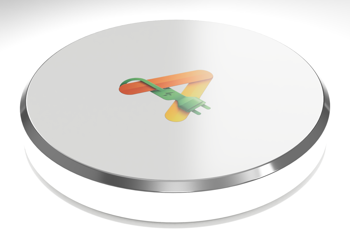 ANEW Any Energy Transformer — the sealed 700 mm transfer point disc, white cover with the ANEW badge and a polished stainless rim, studio render