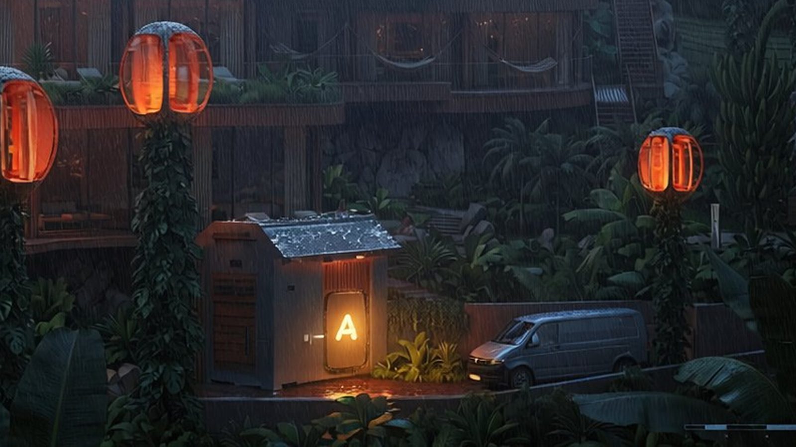 The Power Pack battery bay running at night in heavy rain