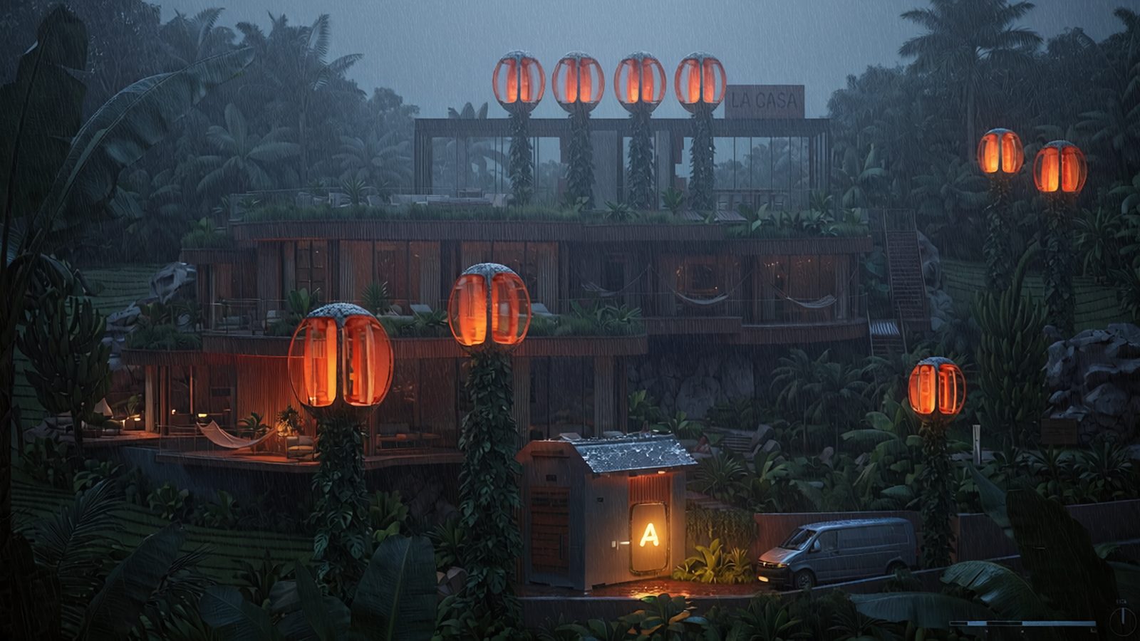 El Mirador — a hillside reference design carrying its own load through a night of heavy rain.