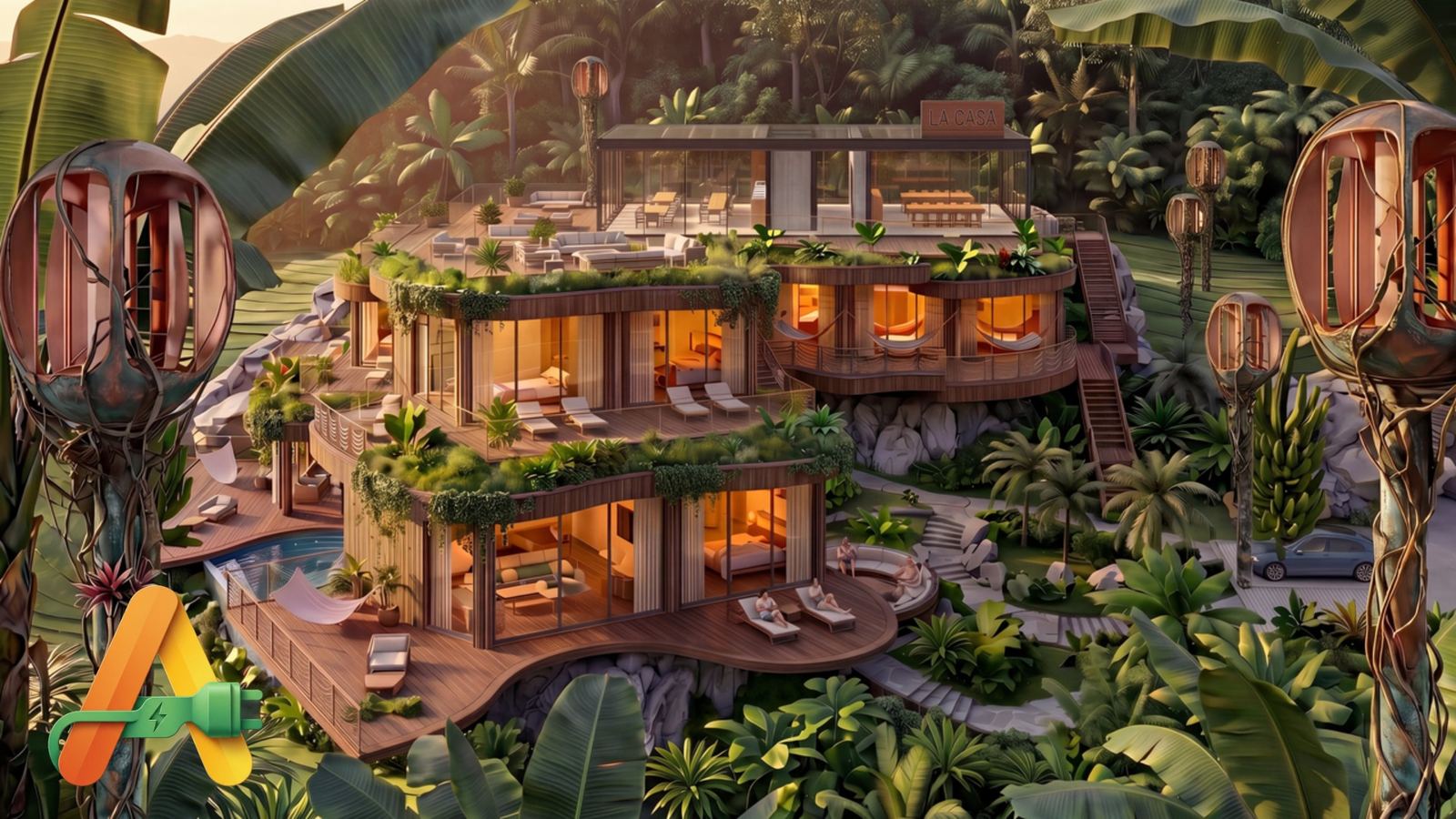 A jungle home running on ANEW wind turbines and storage